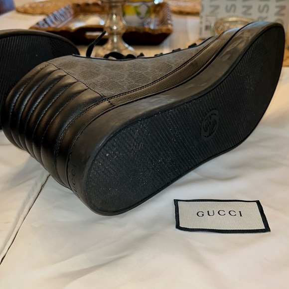 Gucci Black and Gray High-Top Sneakers with Signature GG Canvas